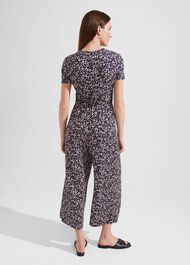 Dina Wrap Floral Jumpsuit, Navy Cream, hi-res
