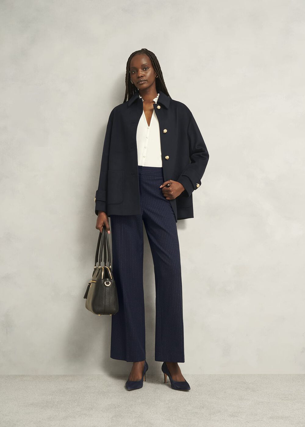 Alisa Wide Pants, Navy Ivory, hi-res