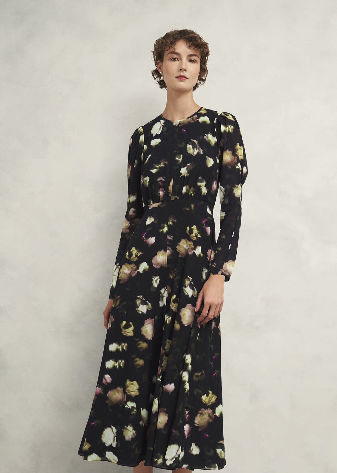 Windermere Silk Dress, Black Multi, hi-res