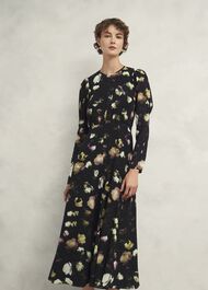 Windermere Silk Dress, Black Multi, hi-res