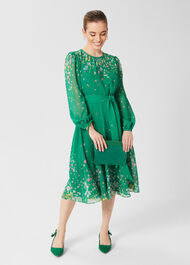 Petite Maria Floral Dress, Green Multi, hi-res
