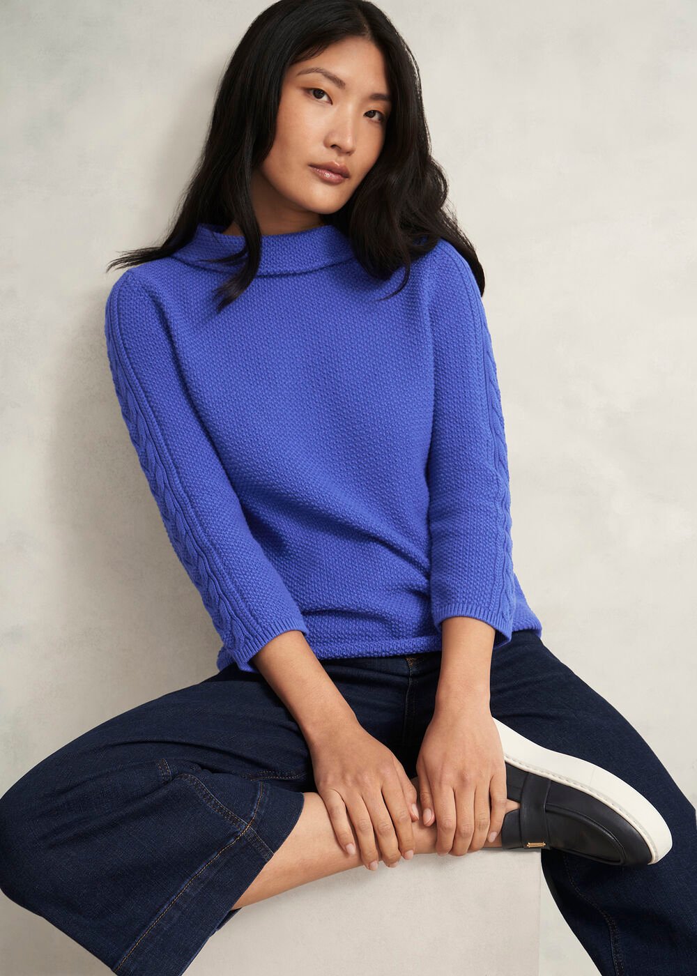 Camilla Cotton Sweater, Regal Blue, hi-res