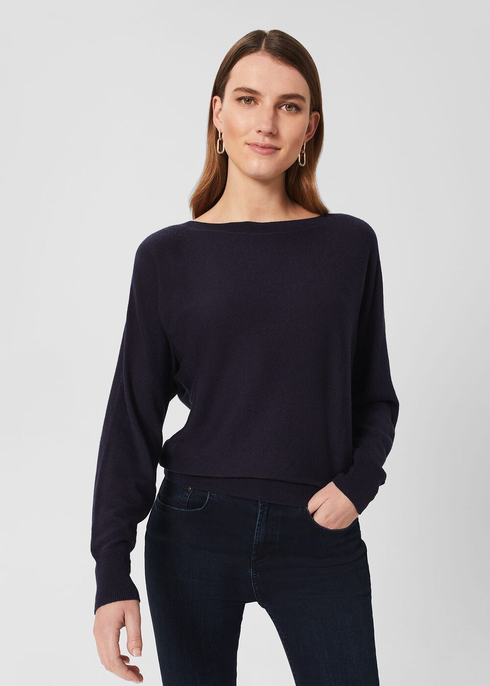 Lucia Sweater With Cashmere, Hobbs Navy, hi-res