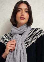 Steph Wool Scarf, Pale Grey, hi-res