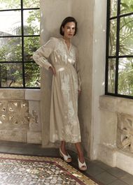Frida Embroidered Dress, Beige, hi-res