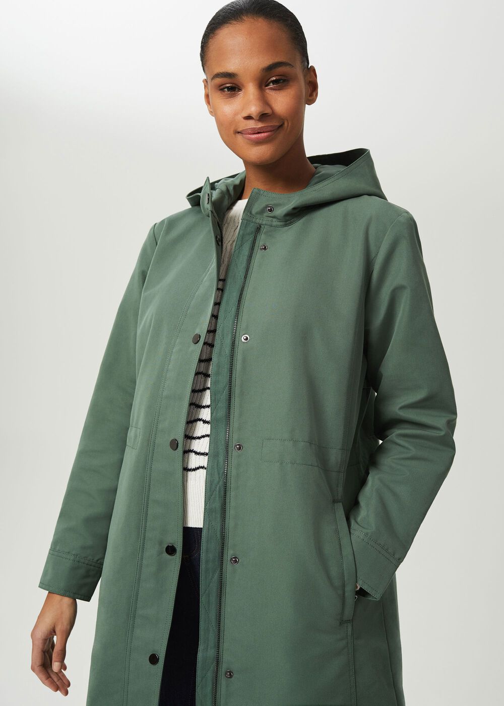 Kathy Water Resistant Parka With Hood, Dark Sage Green, hi-res