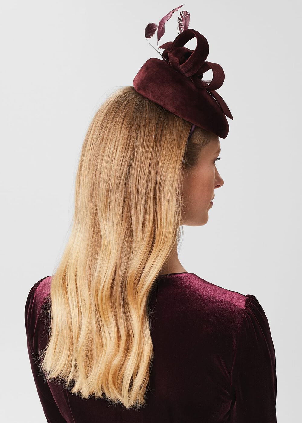 Zoe Fascinator, Aubergine, hi-res