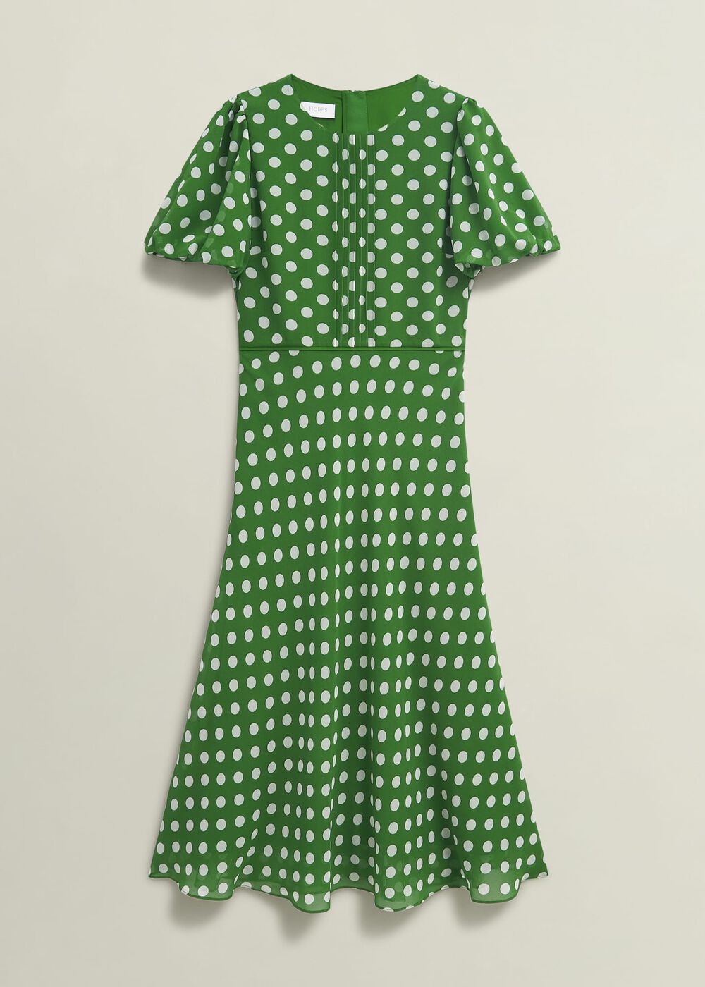 Petite Dorothy Spot Dress, Green Ivory, hi-res