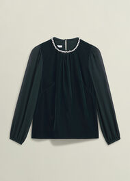 Tallulah Velvet Top, Evergreen, hi-res