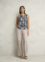 Maddy Cotton Printed Top, Navy Ivory, hi-res