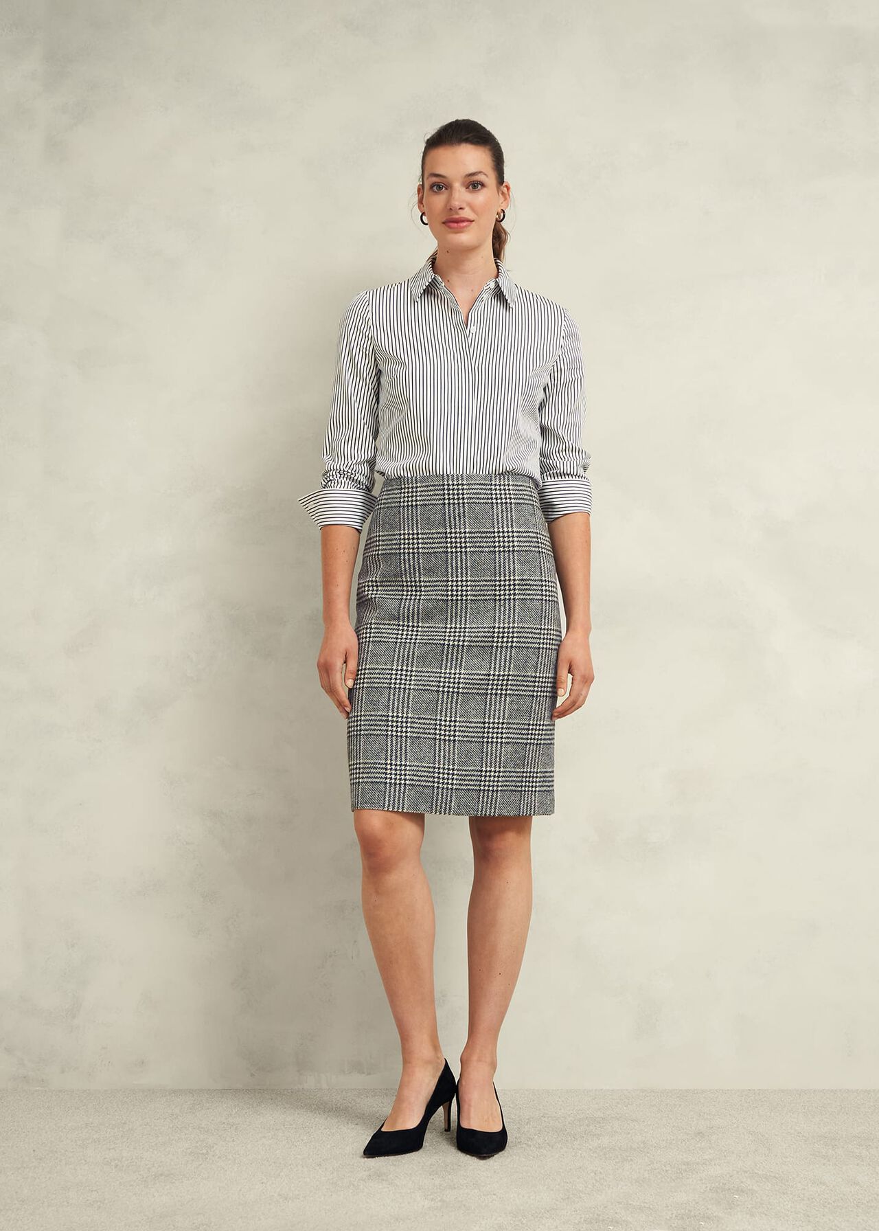 Brea Wool Skirt, Black White, hi-res
