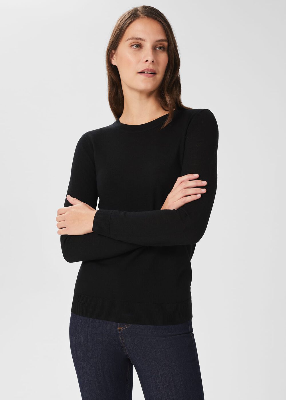 Penny Merino Wool Jumper, Black, hi-res