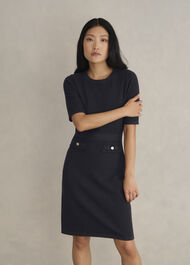 Petra Knitted Dress, Hobbs Navy, hi-res