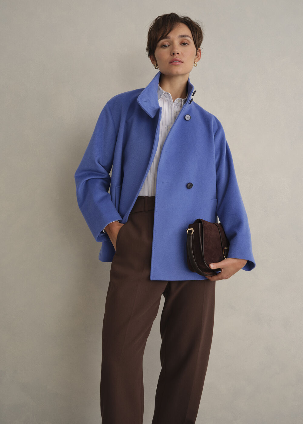 Remi Wool Blend Funnel Neck Jacket, Thistle Blue, hi-res