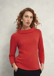 Camilla Cotton Sweater, Scarlet Red, hi-res