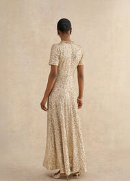 Shirley Sequin Trimmed Maxi Dress, Champagne, hi-res