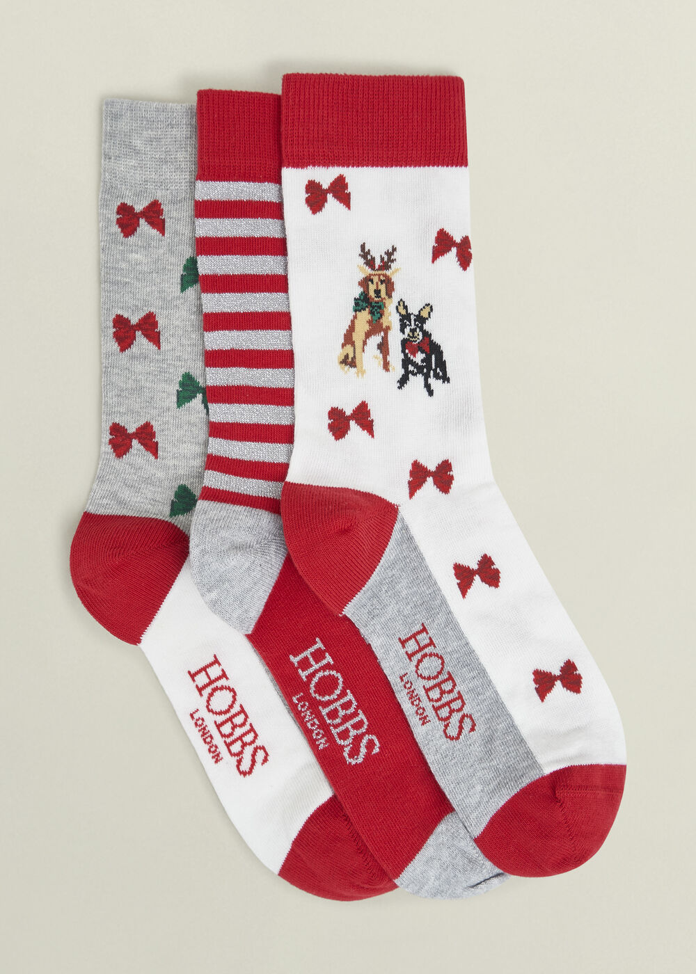 Festive Dog Sock Set, Red Multi, hi-res