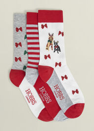 Festive Dog Sock Set, Red Multi, hi-res