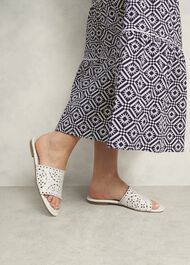 Brodie Leather Slides, Ivory, hi-res