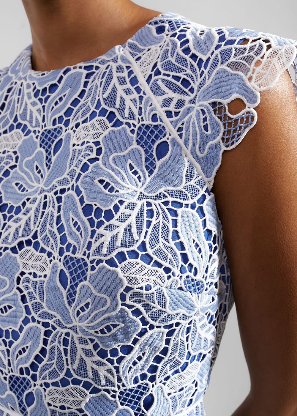 Petite Phoebe Lace Dress, Blue Ivory, hi-res