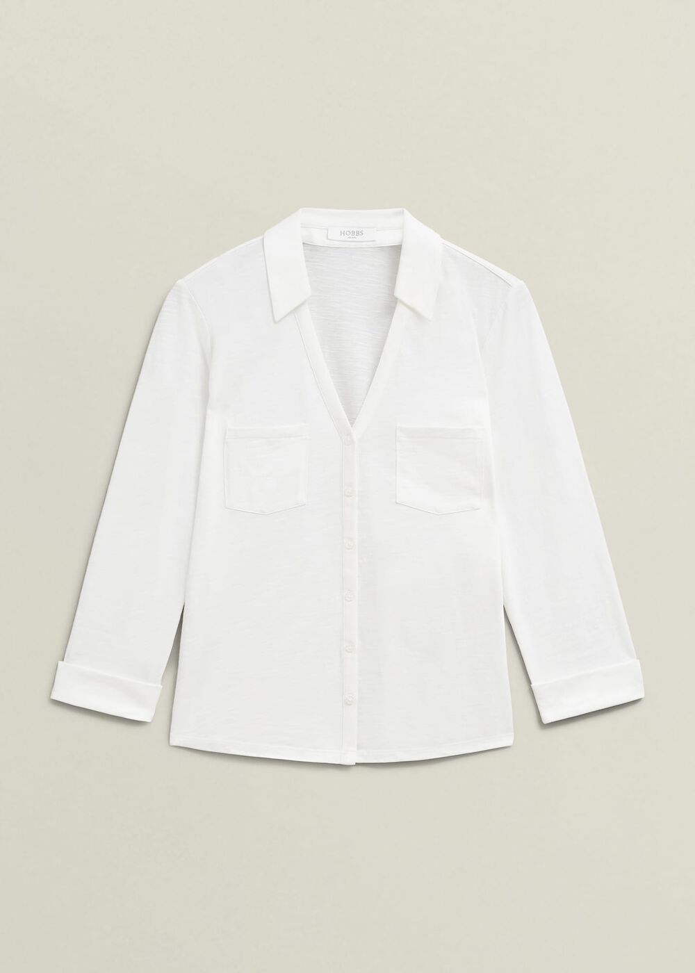 Zariah Cotton Slub Shirt, White, hi-res