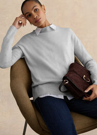 Carine Cashmere Sweater, Pale Grey Marl, hi-res