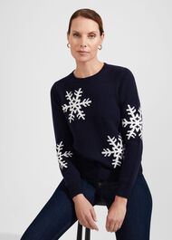 Emberlynn Sweater With Alpaca, Navy Ivory, hi-res