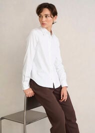 Viola Stripe Shirt, White Blue, hi-res