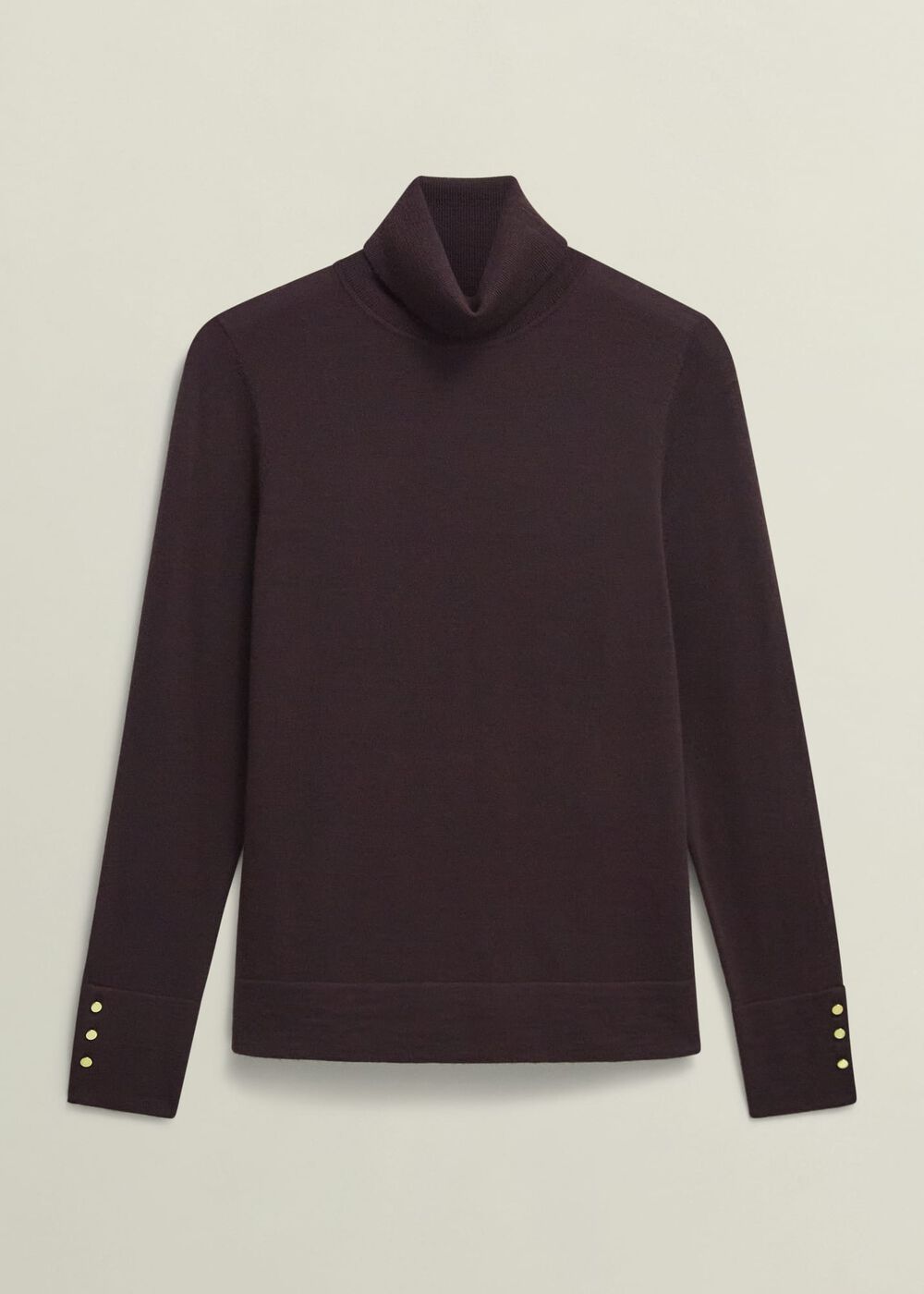 Lara Merino Wool Roll Neck Sweater, Malbec, hi-res