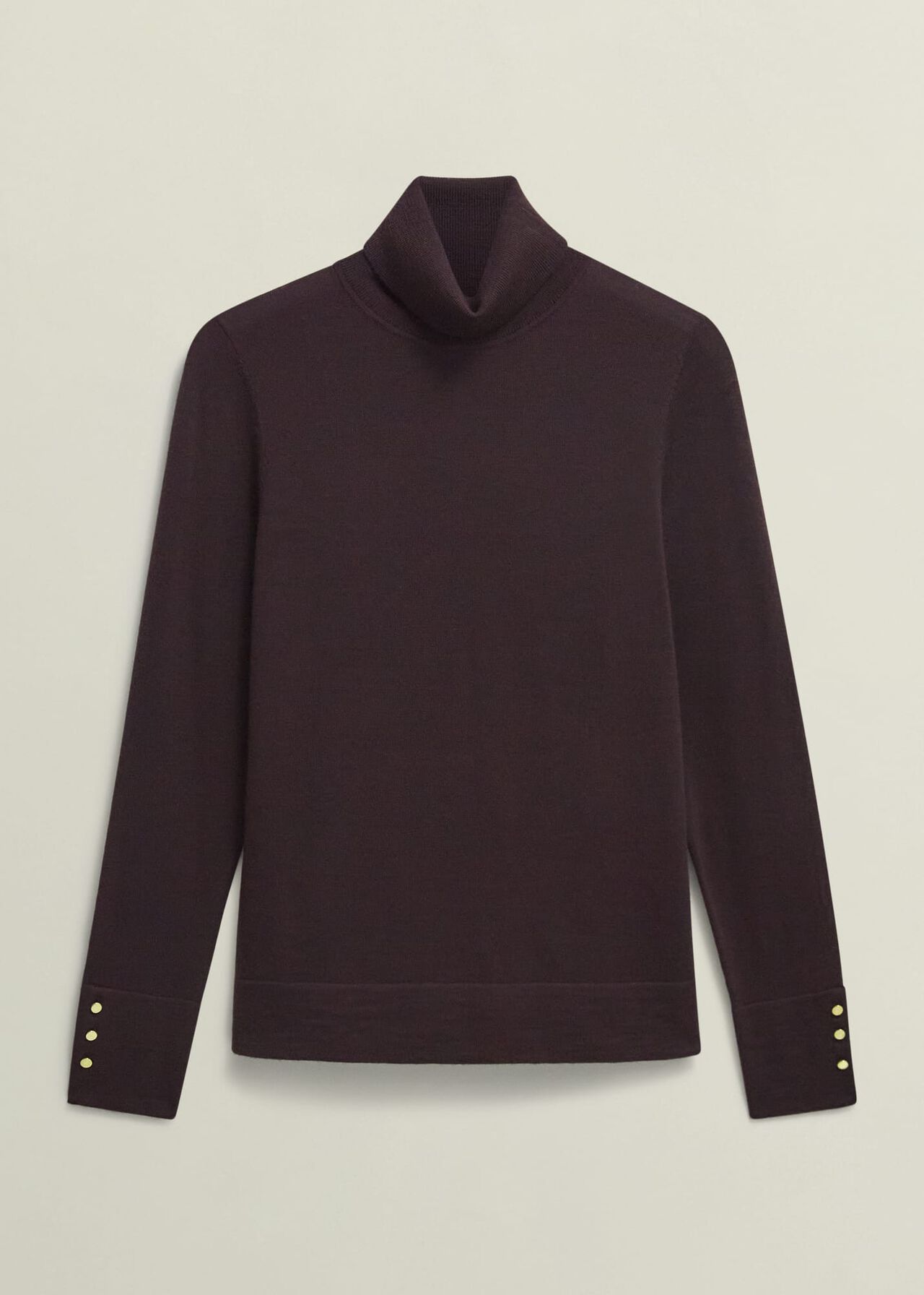 Lara Merino Wool Roll Neck Jumper, Malbec, hi-res