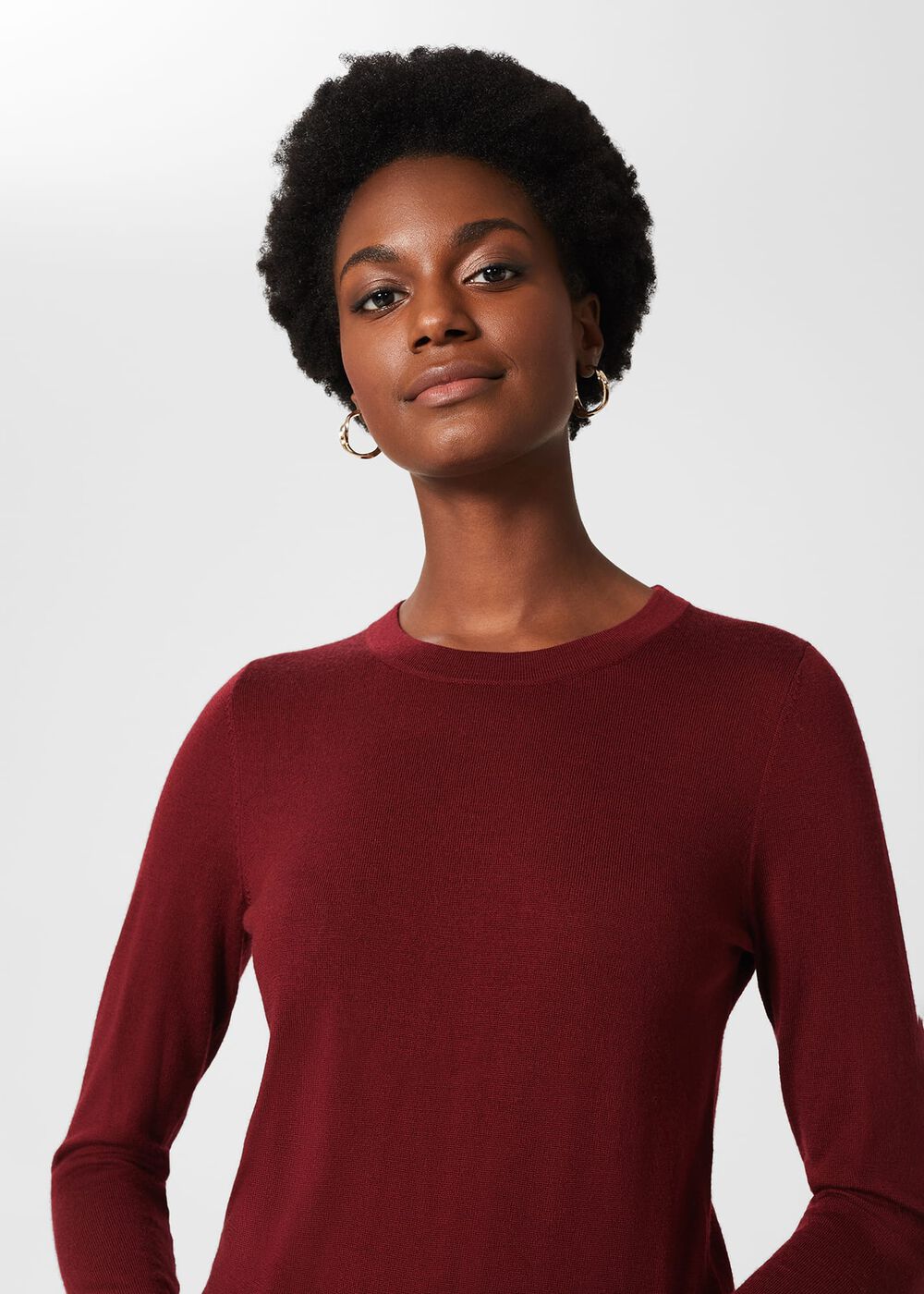 Penny Merino Wool Jumper, Burgundy, hi-res