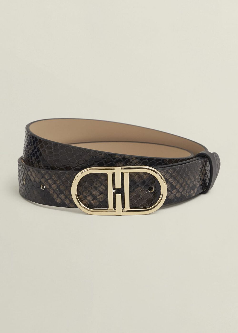 Kiera Leather Belt, Snake Print, hi-res