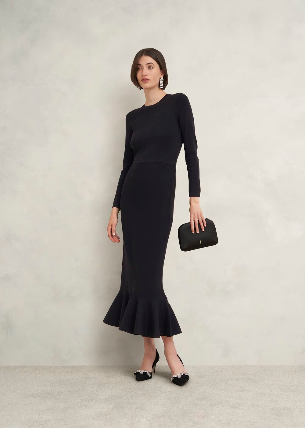 Lucilla Knitted Dress, Hobbs Black, hi-res