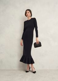 Lucilla Knitted Dress, Hobbs Black, hi-res