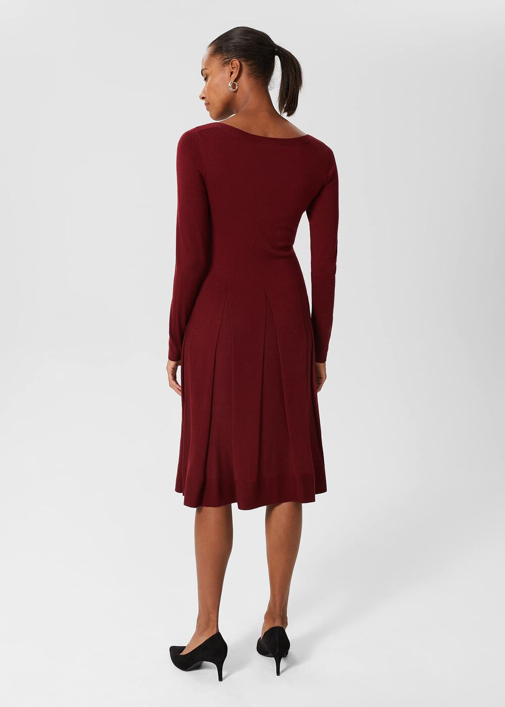 Calla Knitted Dress, Wine Red, hi-res