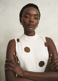 Petite Mia Spot Dress, Ivory Brown, hi-res