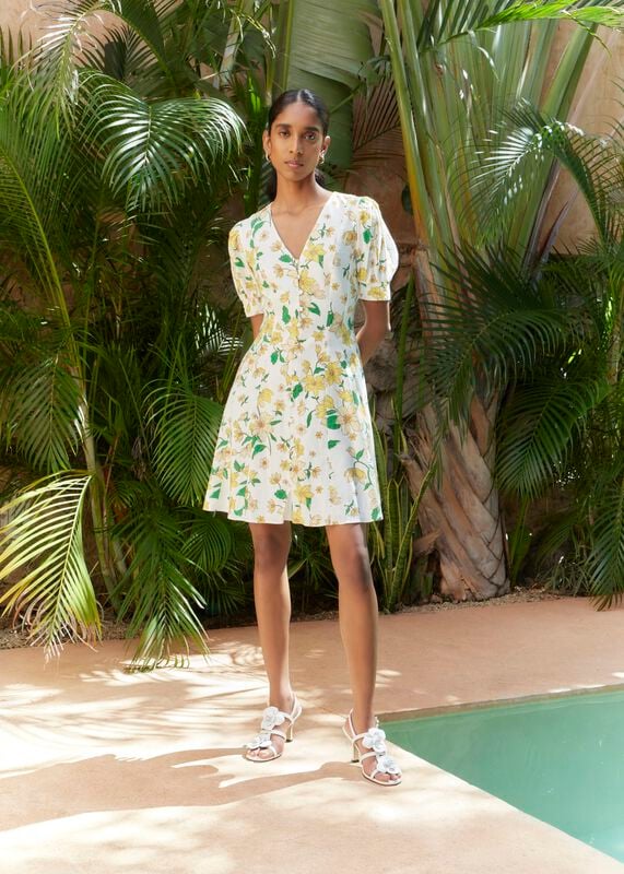 Coniston Floral Linen Blend Mini Dress