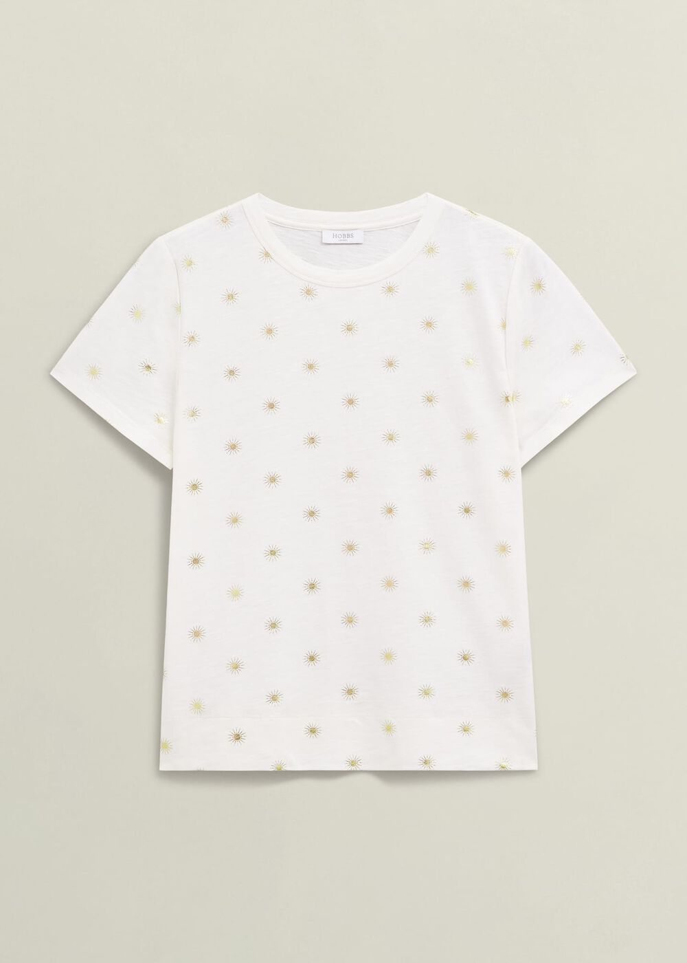Adaline Cotton Printed T-Shirt, White Gold, hi-res