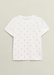 Adaline Cotton Printed T-Shirt, White Gold, hi-res