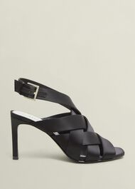 Velma Satin Sandals, Black, hi-res