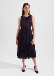 Blythe Devoree Midi Dress, Navy Burgundy, hi-res