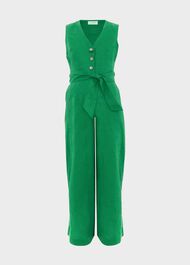 Melodie Linen Jumpsuit, Green, hi-res