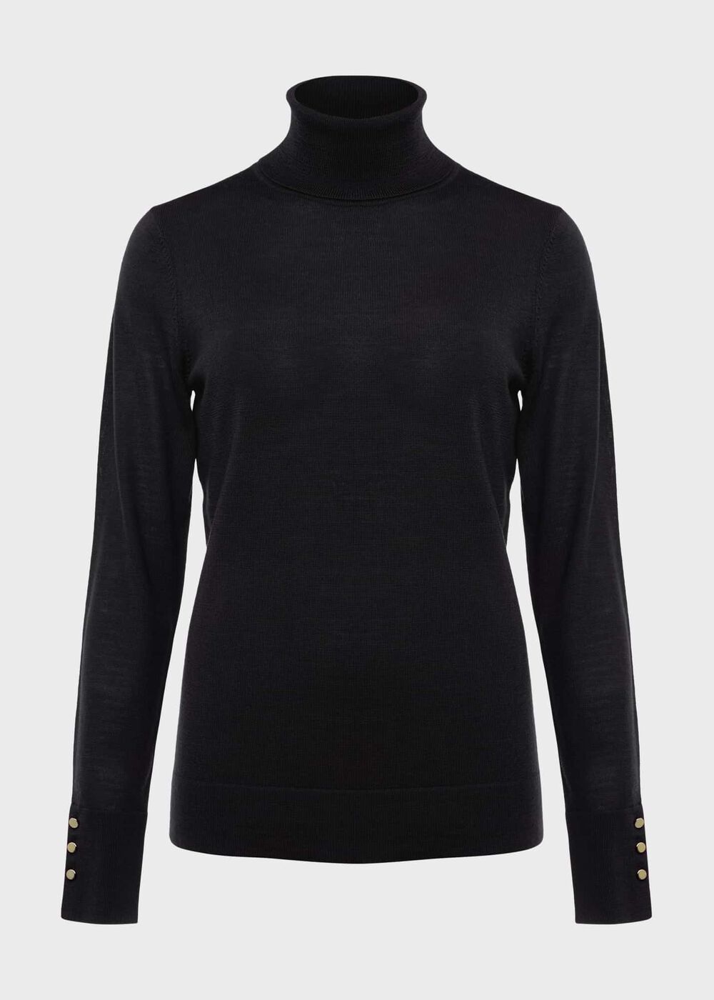 Lara Merino Wool Roll Neck Sweater, Black, hi-res