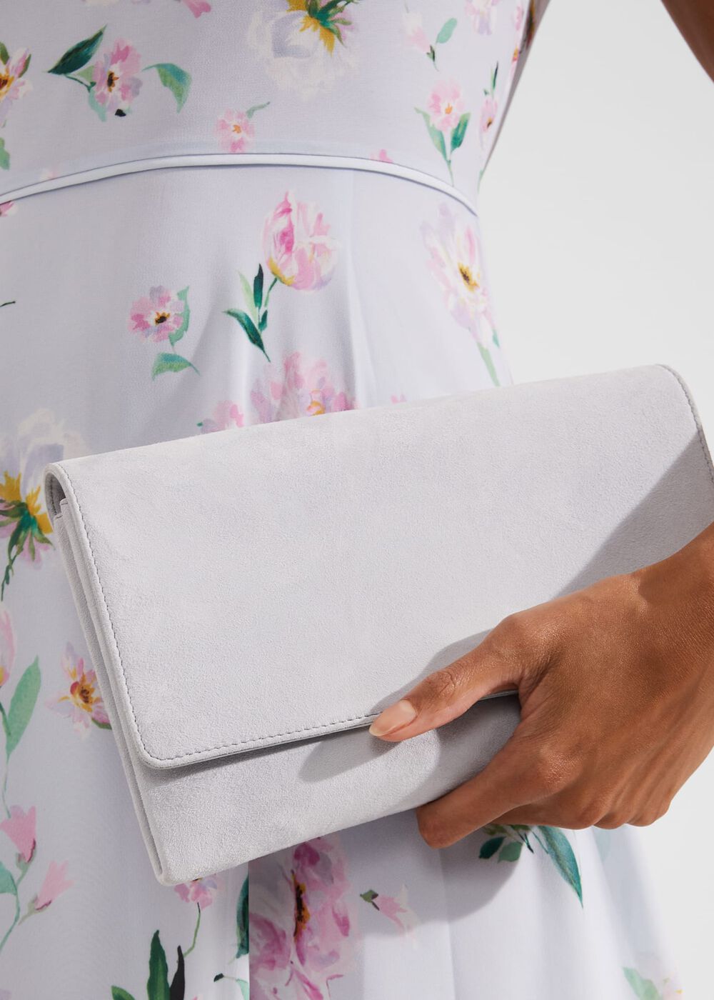 Chelsea Suede Clutch Bag, Pale Blue, hi-res