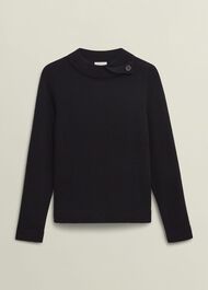 Talia Wool Cashmere Sweater, Black, hi-res