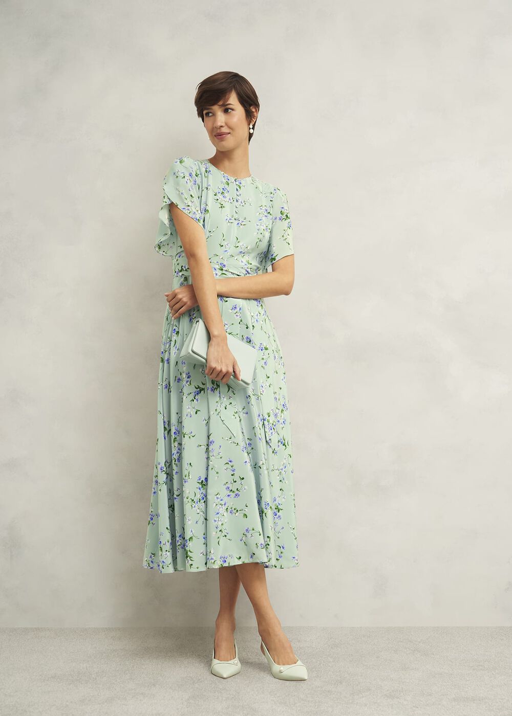 Jas Leather Clutch Bag, Sage Green, hi-res