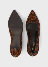 Amy Animal Print Leather Court Shoes, Leopard, hi-res
