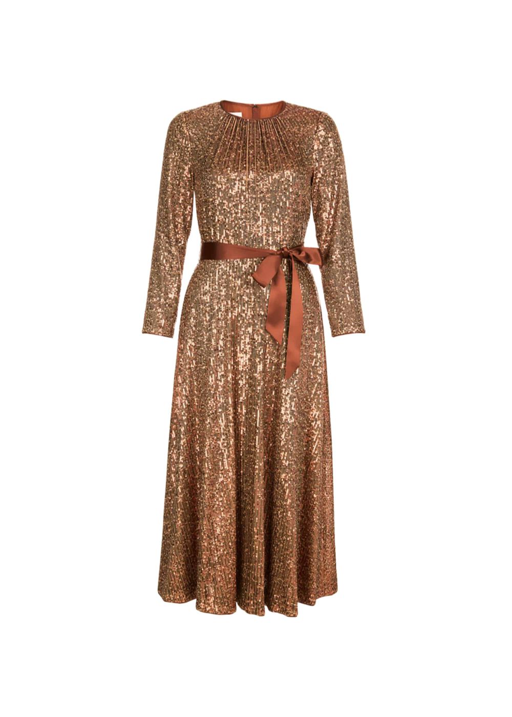 Salma Sequin Fit And Flare Dress, Copper, hi-res