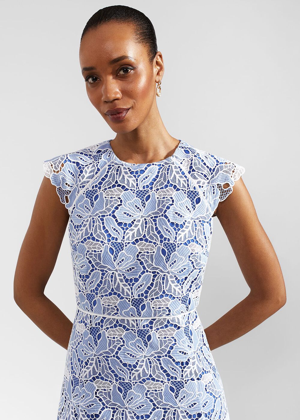 Phoebe Lace Midi Dress, Blue Ivory, hi-res