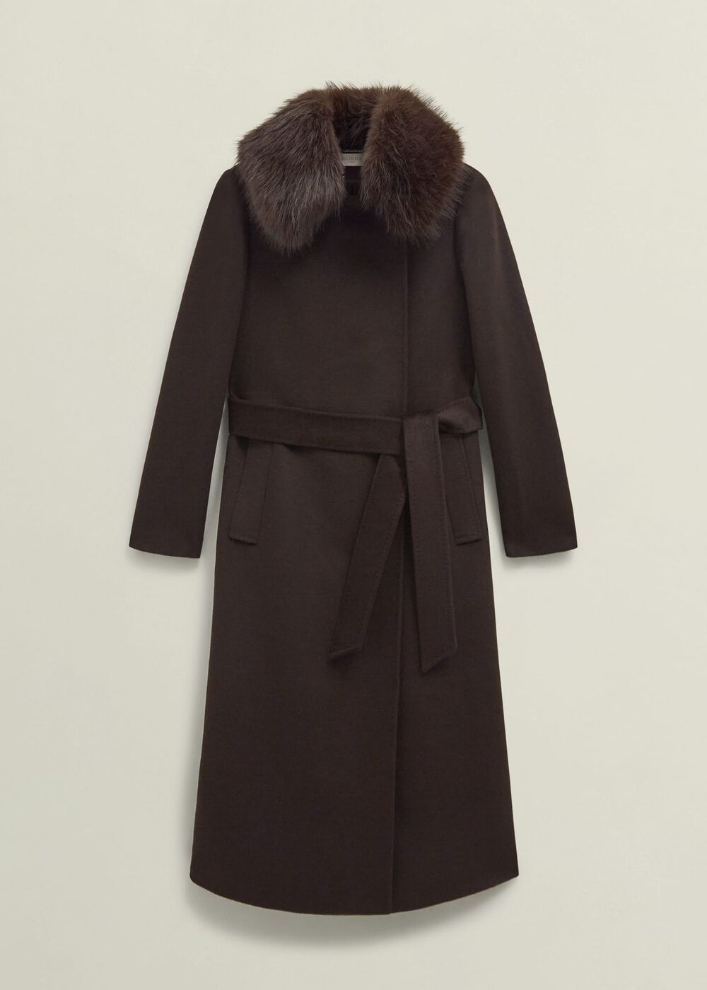 Livia Wool Coat With Faux Fur, Alder Brown, hi-res
